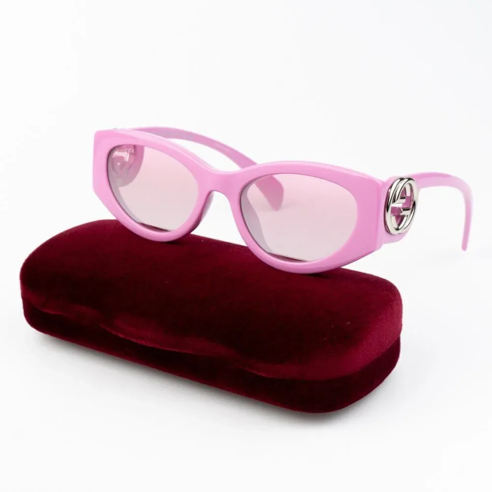 NEW Gucci GG1691S 003 Pink Mirror Women Oval Sunglasses GG 1691S